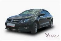 Дефлекторы окон Vinguru Volkswagen Polo 2010- сед накладные скотч к-т 4 шт., материал литьевой поликарбонат Novline / Element AFV31510