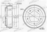 Барабан тормозной задн FORD: P 100 II 87-, TRANSIT c бортовой платформой 85-92, TRANSIT автобус 85-92, TRANSIT фургон 85-92 Patron PDR1062