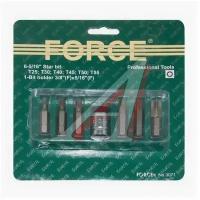 Набор бит 3/8 TORX T25-55 с держателем в блистере 7 предметов FORCE FORCE 3071