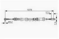 Трос стояночного тормоза CITROEN JUMPER / FIAT DUCATO / PEUGEOT BOXER 02-06 L=1078mm пер BOSCH 1987482002