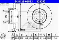 Диск тормозной передн, NISSANU NU400 c бортовой платформой 2.3 dCi/2.3 dCi RWD 11-, 24012802521 ATE 24.0128-0252.1