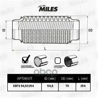 Труба Гофрированная Универсальная 54.5X254 Усиленная С Кольцевым Плетением Miles арт. HBFG54.5X254