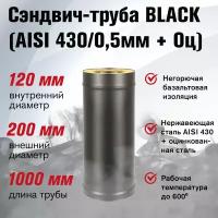 Сэндвич-труба BLACK (AISI 430/0,5мм) L-1м (120x200)