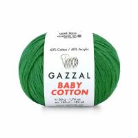 Пряжа Gazzal Baby Cotton (60% хлопок, 40% акрил) 50 г 165 м, 3456 бамбук, 1 моток