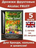 Спиртовые турбо дрожжи Alcotec FRUIT Turbo/ Алкотек дрожжи для фруктов/ 5 пачек