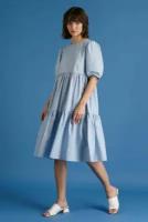 Платье BAON Ярусное платье из хлопка Baon B451072, размер: L, голубой