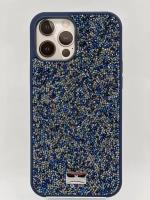 Чехол со стразами Сваровски SWAROVSKI на iPhone 13 Pro сине-серебристый