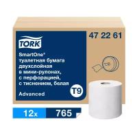 Туалетная бумага Tork SmartOne в мини-рулонах белая двухслойная 12 рулонов система T9, арт. 472261