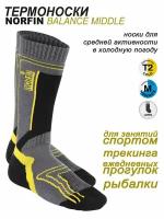 Носки NORFIN T2M BALANCE MIDDLE, размер 45/47, черный, желтый, серый