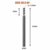 Dreanique трехзаходная фреза по алюминию для чпу (3х9х50х4 Z3) AU3E-D3.0-H4 39836