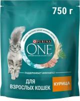 Сухой корм для кошек Purina ONE с высоким содержанием курицы 750г