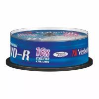 Компакт диск Verbatim DVD-R Printable, скорость записи 16x, Azo Wide, 4,7 гб, 25 шт (43538)