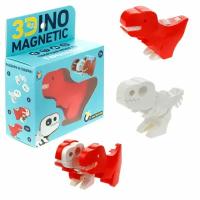 Игрушка динозавр 1TOY 3Dino Magnetic Тираннозавр, сборный, с магнитом, для развития моторики и сил рук, цвет красный