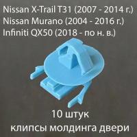 Клипса (крепеж) молдинга двери (10 шт) для Nissan X-trail T31, Infiniti QX50, Nissan Murano, A21085, 80850CA00A