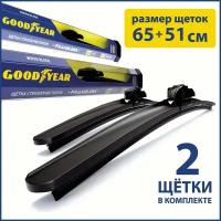 2 Щетки стеклоочистителя в комплекте (65+51 см), Дворники для автомобиля GOODYEAR для TOYOTA Camry (18-н.в)/ Land Cruiser/Prado (09-н.в)