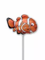 Воздушный шар фигура на палочку Рыба Клоун 1шт
