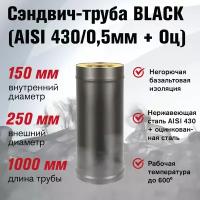 Сэндвич-труба BLACK (AISI 430/0,5мм) L-1м (150x250)