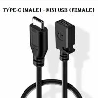 Короткий провод кабель для камеры USB type C / Mini USB (male - мама), Прямой штекер, 30 см, черный