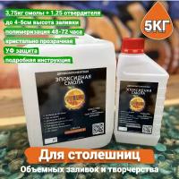 Эпоксидная смола 5кг для столешниц и объемных заливок Epoxin Apelsin Массив