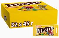 M&M's драже с арахисом и молочным шоколадом, 45 г, 32 уп