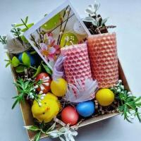 Пасхальный набор, пасхальный сувенир, свечи из вощины, пасхальный подарок ручной работы
