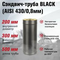 Сэндвич-труба BLACK (AISI 430/0,8мм) L-0,5м (200х300)