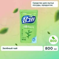 Средство для мытья посуды с зеленым чаем и цедрой лимона LION Charmgreen Green Tea & Lemon Peel refill, 800 г