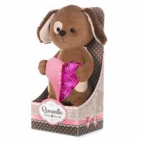 Мягкая игрушка Maxitoys Luxury Romantic Toys Club Романтичный Щенок с сердечком, 25 см, коричневый