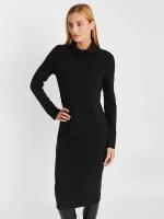 Трикотажное платье-свитер длины миди с высоким горлом, цвет Темно-серый, размер XS