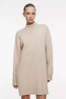 Платье-свитер мини Befree вискозное свободное с воротником KnitMiniDress-64-M бежевый меланж размер M