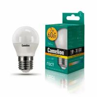 Лампа CAMELION Е27 7Вт 3000K 580Лм LED7-G45/830/E27 12070, светодиодная, теплый белый, шар