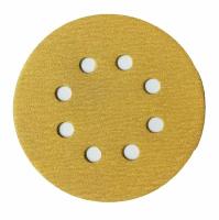Абразивный шлифовальный круг на бумажной основе VX-Gold под липучку, 125 мм, зернистость P220, 8 отверстий. Набор из 5 штук
