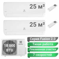 Инверторная мульти сплит-система ELECTROLUX FUSION 2.0 на 2 комнаты EACO/I-18 FMI-2/N8_ERP + 2 * EACS/I-09 HMB FMI/N8_ERP/in, комплект, белый