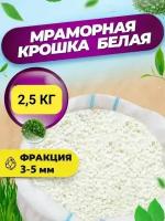 Мраморная крошка белая (3-5 мм, 2,5 кг)/ эко грунт для аквариума белый щебень, для флорариума