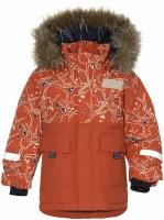 Didriksons куртка POLARBJORNEN PR PARKA снегири на оранжевом, размер 130