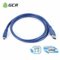 Кабель интерфейсный USB 3.0 1м Premium GCR AM / mini B 10pin 24 / 28 AWG двойное экранирование синий 1 метр