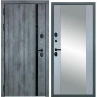 Дверь входная металлическая DIVA ДХ-46 Зеркало 2050x960 Левая Бетон темный - Д15 Силк маус, тепло-шумоизоляция, антикоррозийная защита для квартиры