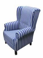 Кресло в тонкую голубую полоску La Mer, мягкое, хлопковый гобелен, 84х82х102 см