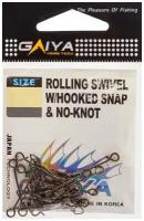 Вертлюг с быстросъёмной застёжкой Gaiya ROLLING SWIVEL W/HOOKED SNAP & NO-KNOT # 05, 20 кг (10 шт)