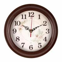 Часы настенные Рубин круглые 21 см, корпус коричневый 
