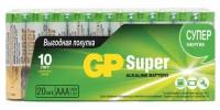 Батарейки GP Super, AAA (LR03, 24А), алкалиновые, мизинчиковые, комплект 20 шт