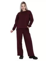 Костюм Elena Tex, свитшот и брюки, повседневный стиль, свободный силуэт, пояс на резинке, трикотажный, размер 54, бордовый