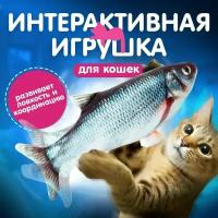 Мягкая игрушка для кошек интерактивная/ рыба механическая/Карась