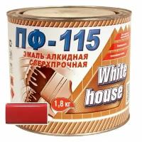 Эмаль ПФ-115 сверхпрочная WHITE HOUSE, красная, 1,8 кг