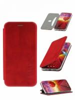 Чехол на Samsung Galaxy S20 FE Kruche Open Book-1 красный, книжка с карманом для карт, противоударный кейс с магнитом, с защитой камеры, с подставкой