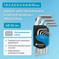 Набор шестигранных ключей NORGAU Industrial в поворотном держателе с маркировкой, 9 шт