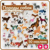 Наклейки детские - Породы собак - 50 шт. - многоразовые, влагостойкие