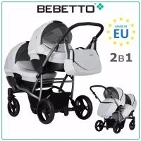 Универсальная коляска для двойни Bebetto 42 Comfort 2017, 2 в 1, светло-серый