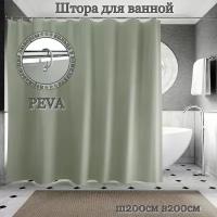 Штора для ванной INTERIORHOME, Ш200хВ200см, светло-зеленая, материал PEVA