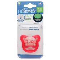 Пустышка силиконовая ортодонтическая Dr. Brown's Prevent Contoured Glow-in-the-Dark 0-6 м